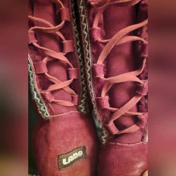 Lamo women's madelyn Faux Fur Linning knee Length Boot Burgundy sz 9US - Picture 6 of 7